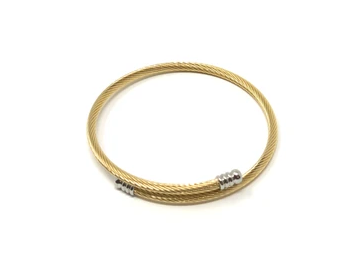 Gold-Plated Twisted Expander Bracelet with Silver Tips
